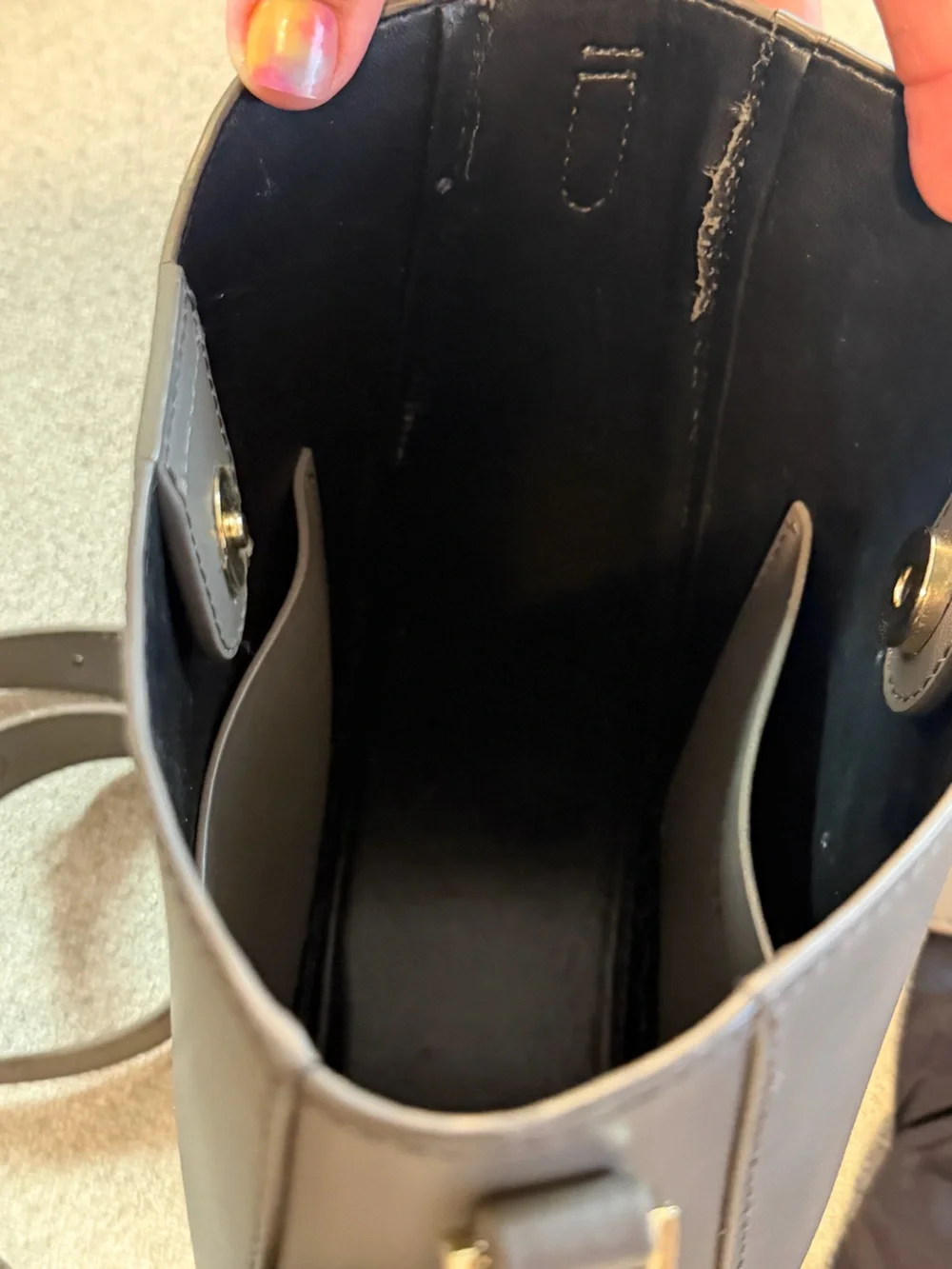 Bandolier Taupe Gray Leather Crossbody Bag